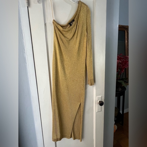 Milly Senna Metallic One-Shoulder Midi-Dress S - Picture 7 of 12